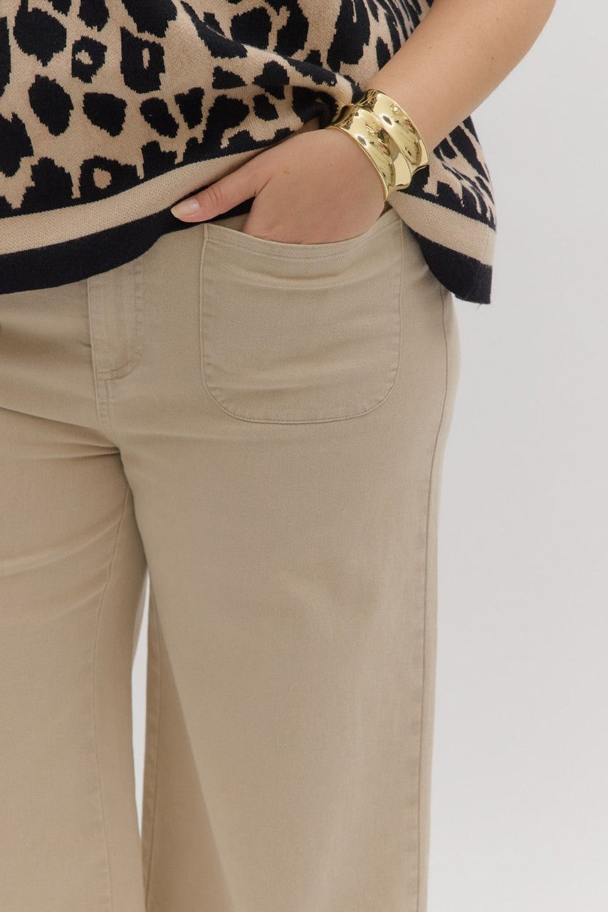 Entro Plus Size Stone Wide Leg Ankle Length Pants