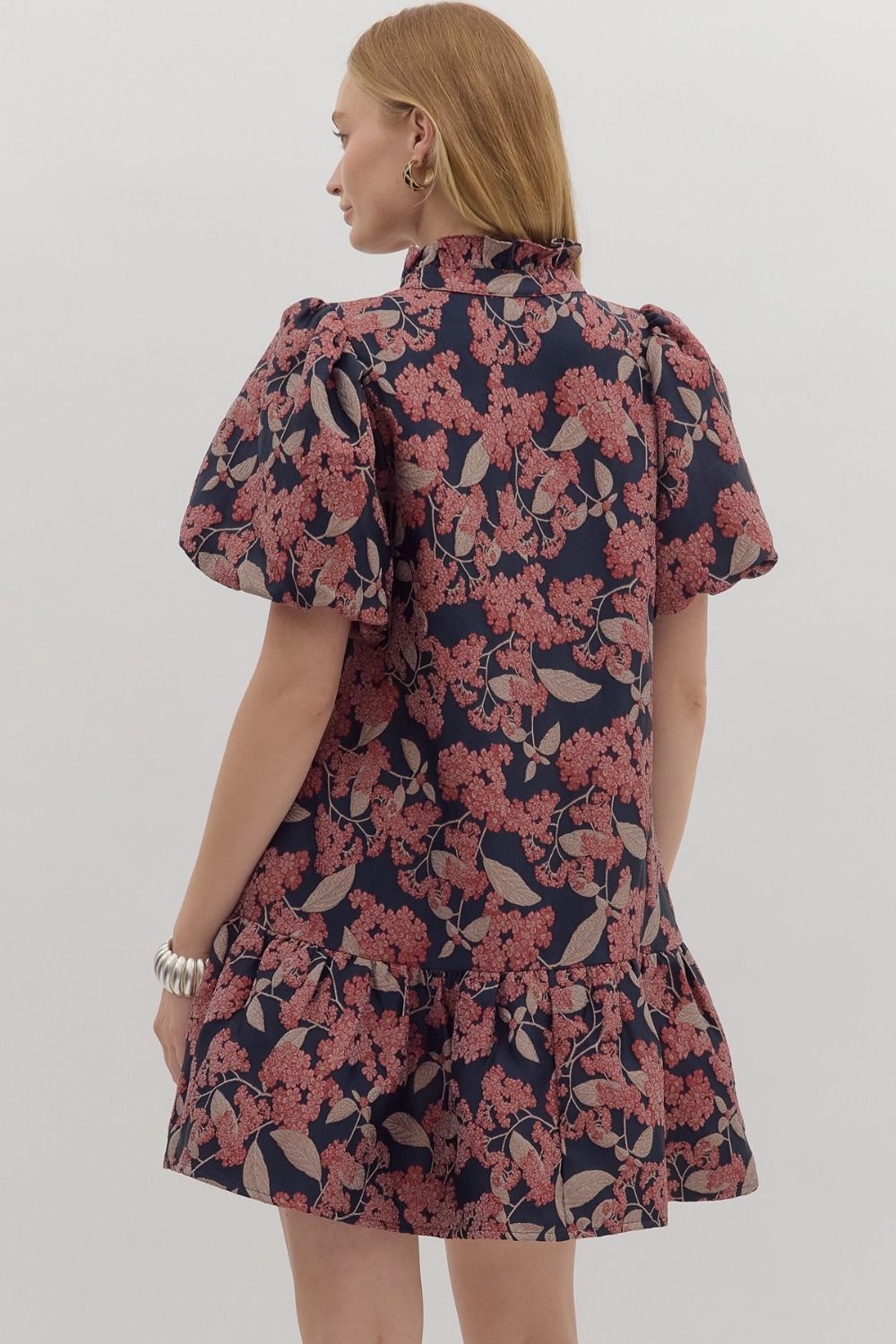 Botanical Puff Sleeve Mini Dress