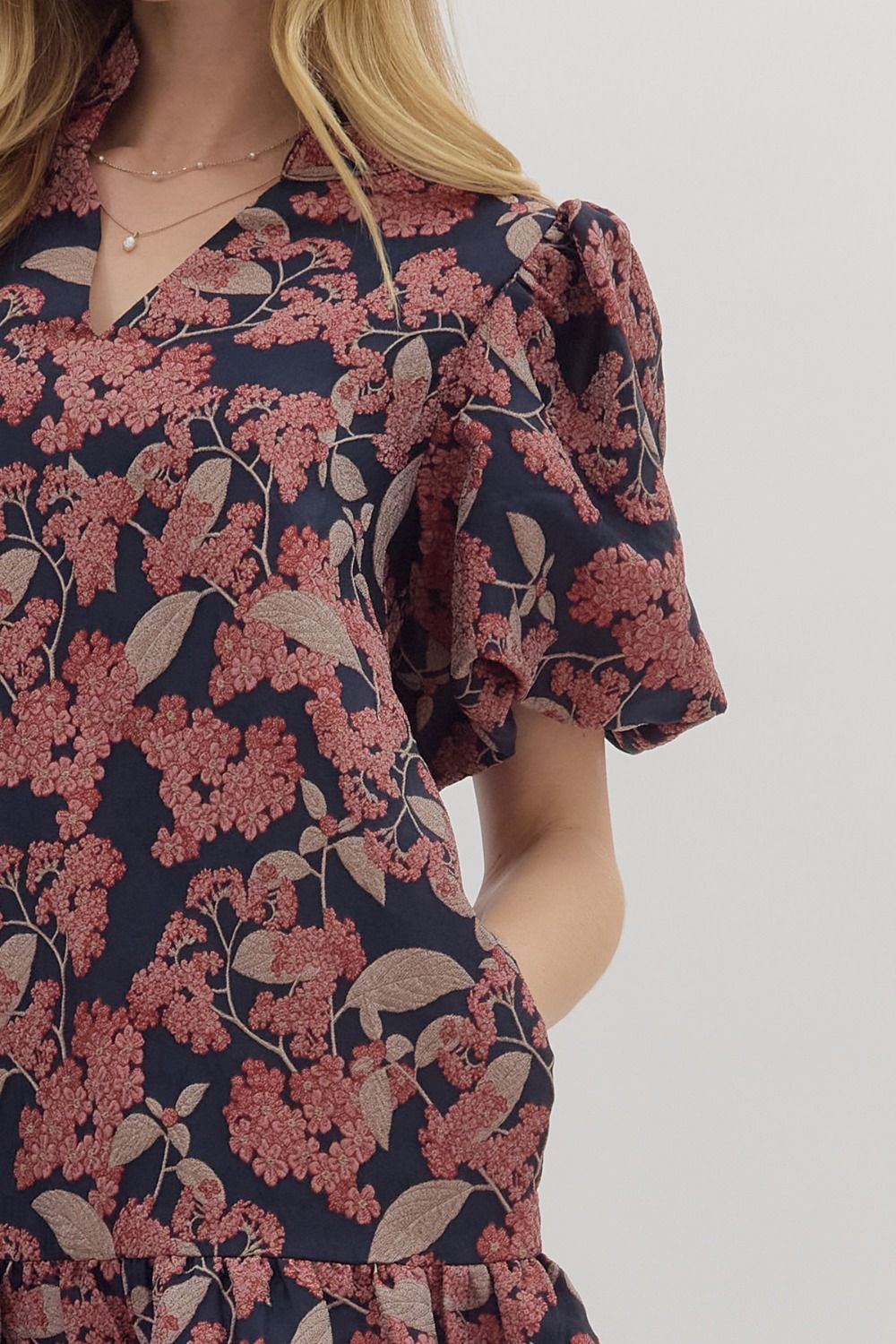 Botanical Puff Sleeve Mini Dress