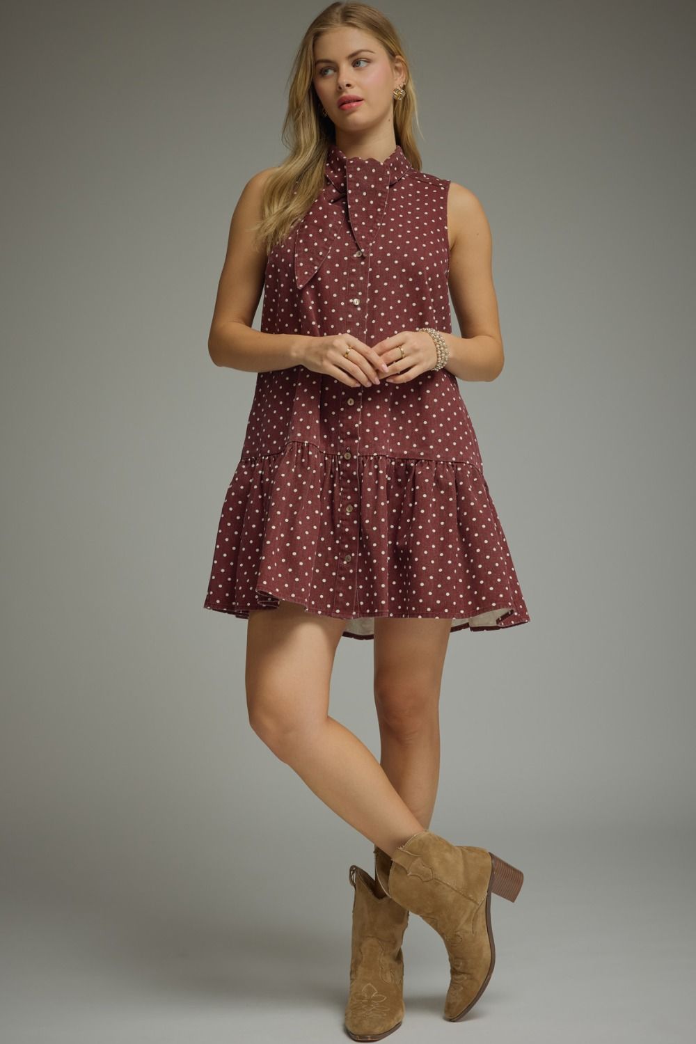 The Jessica Burgundy Polka Dot Shift Dress