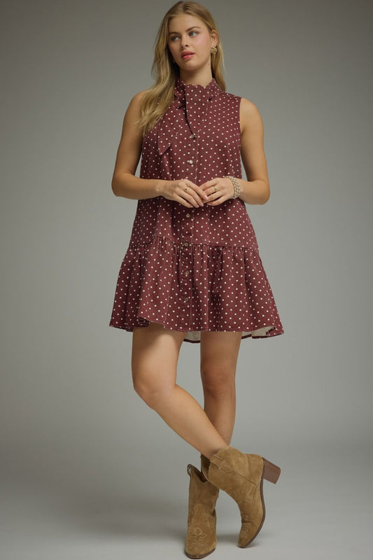 The Jessica Burgundy Polka Dot Shift Dress