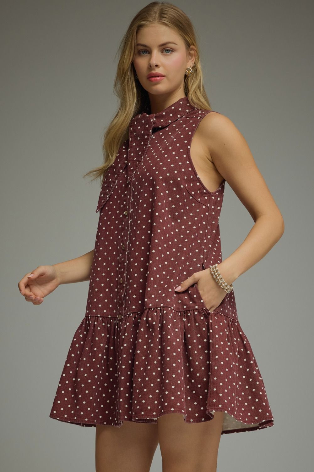 The Jessica Burgundy Polka Dot Shift Dress