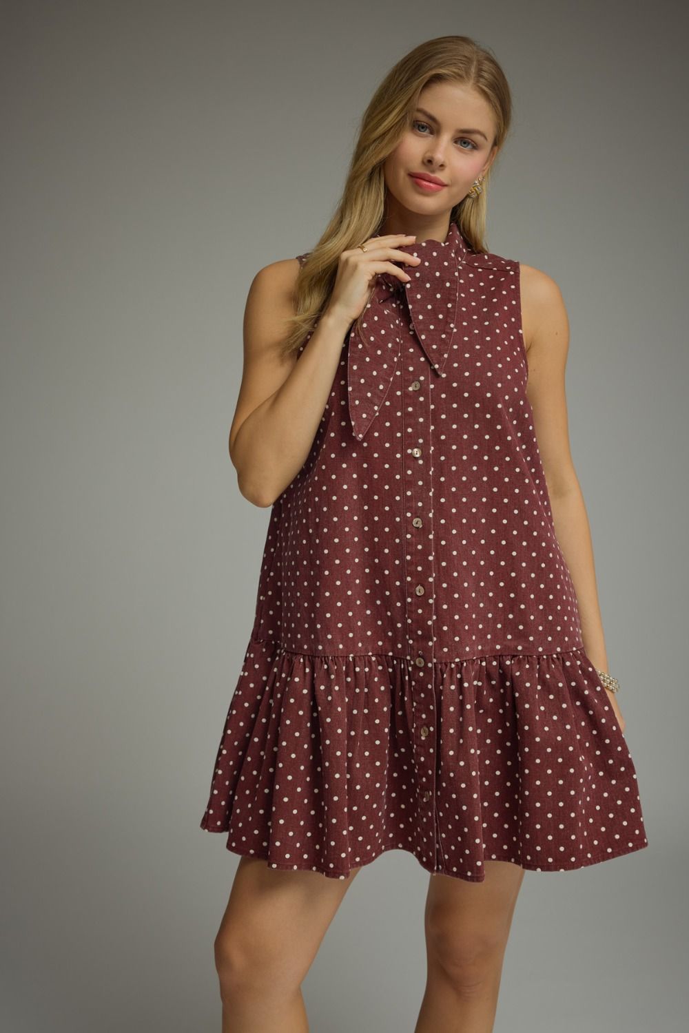 The Jessica Burgundy Polka Dot Shift Dress