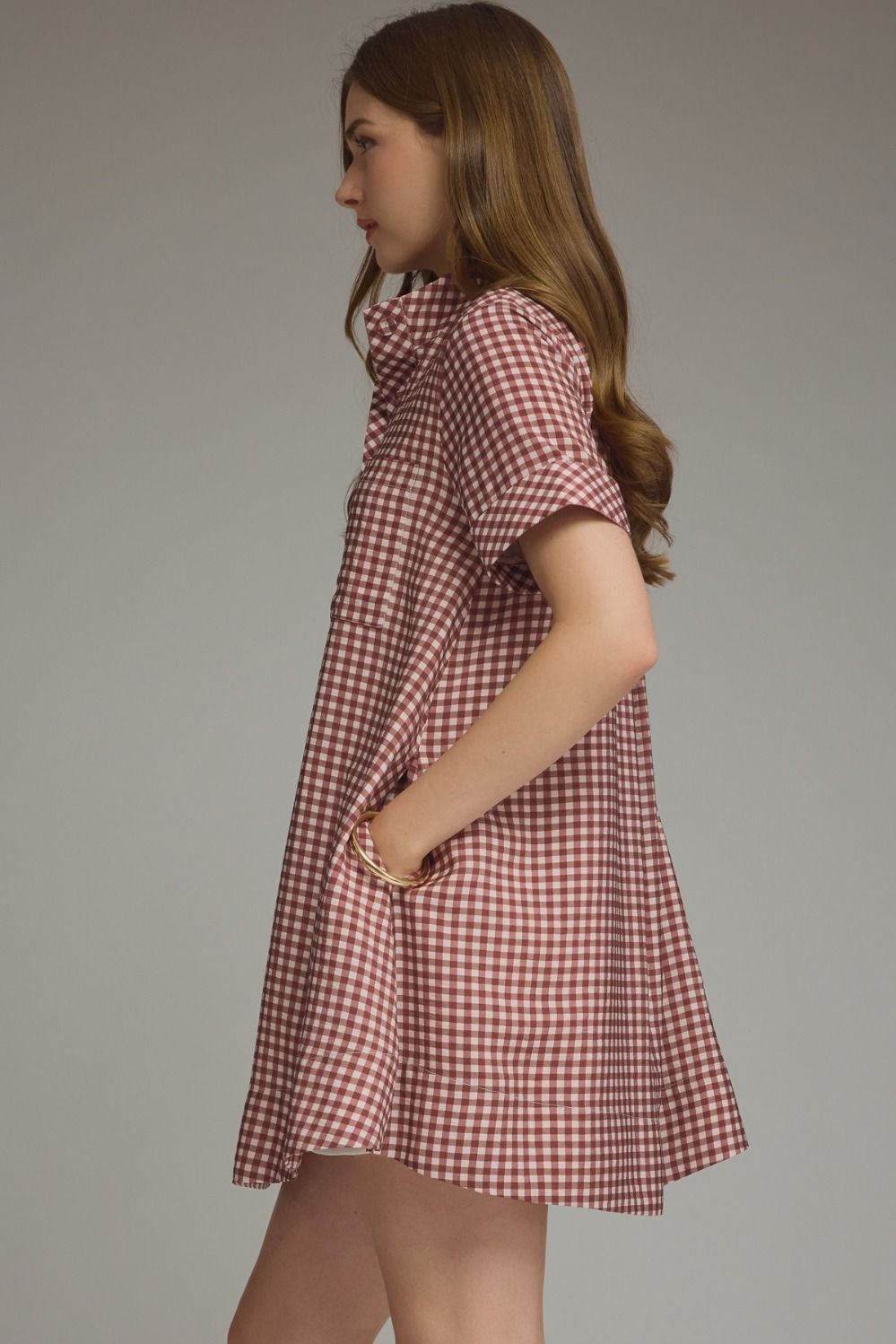 The Junction Dress Maroon Gingham Mini Dress