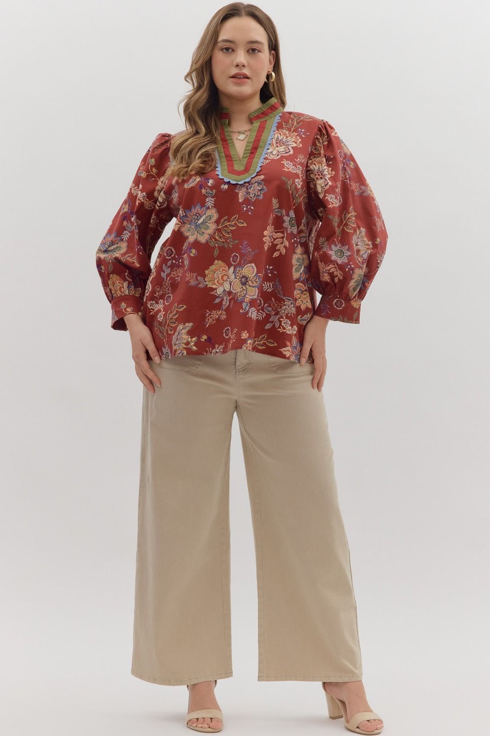 Plus Size Fall Floral Print Top