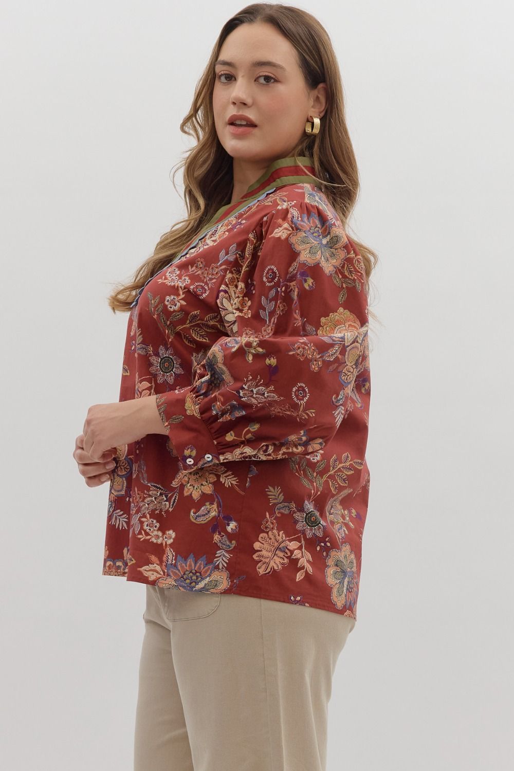 Plus Size Fall Floral Print Top