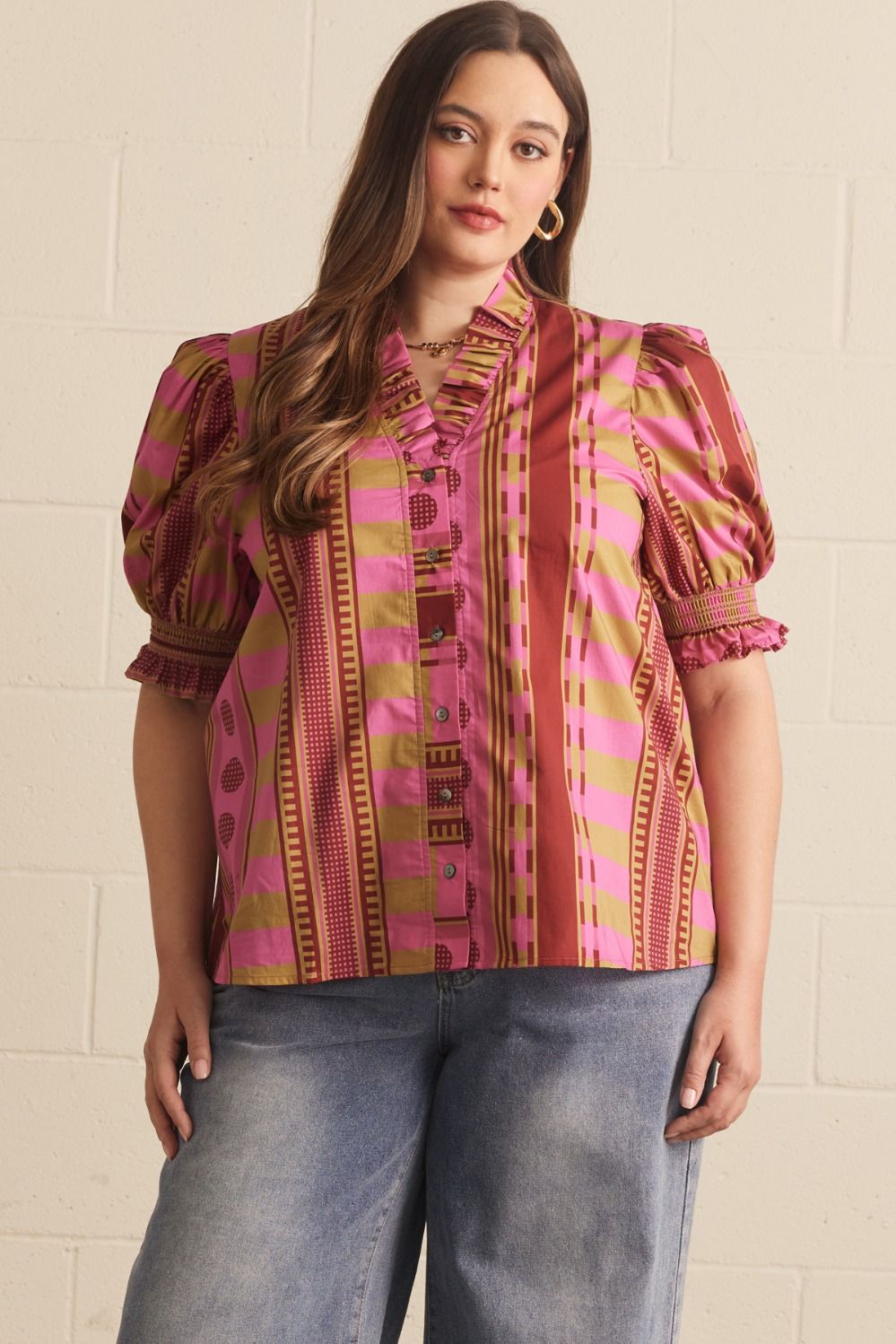 Presley Plus Size Fall Plum Print Top