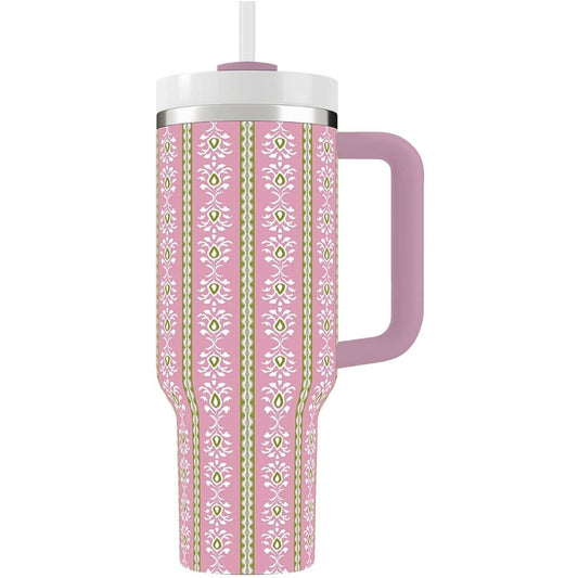 Laura Park Rosemary Stripe Pink 40 oz. Travel Tumbler
