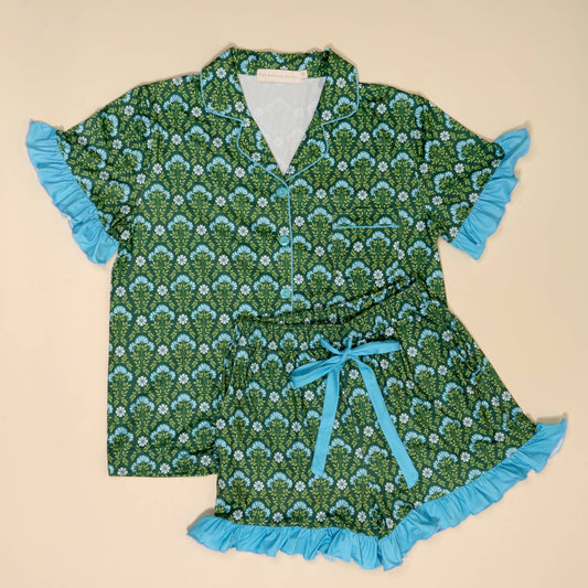 Everbloom Forest Green Pajama Shorts Set