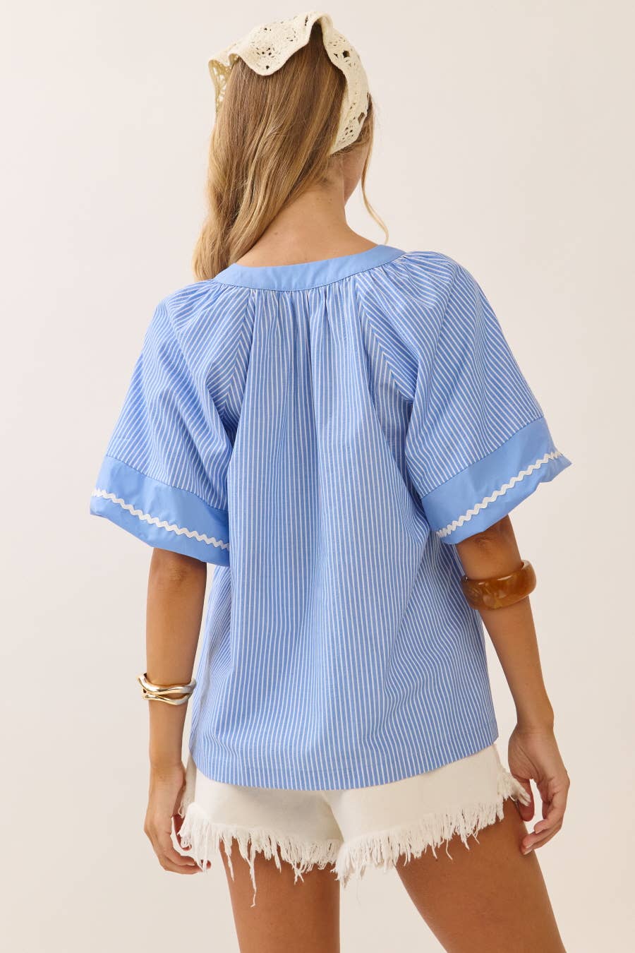 Olivia Oxford Striped Woven Blouse