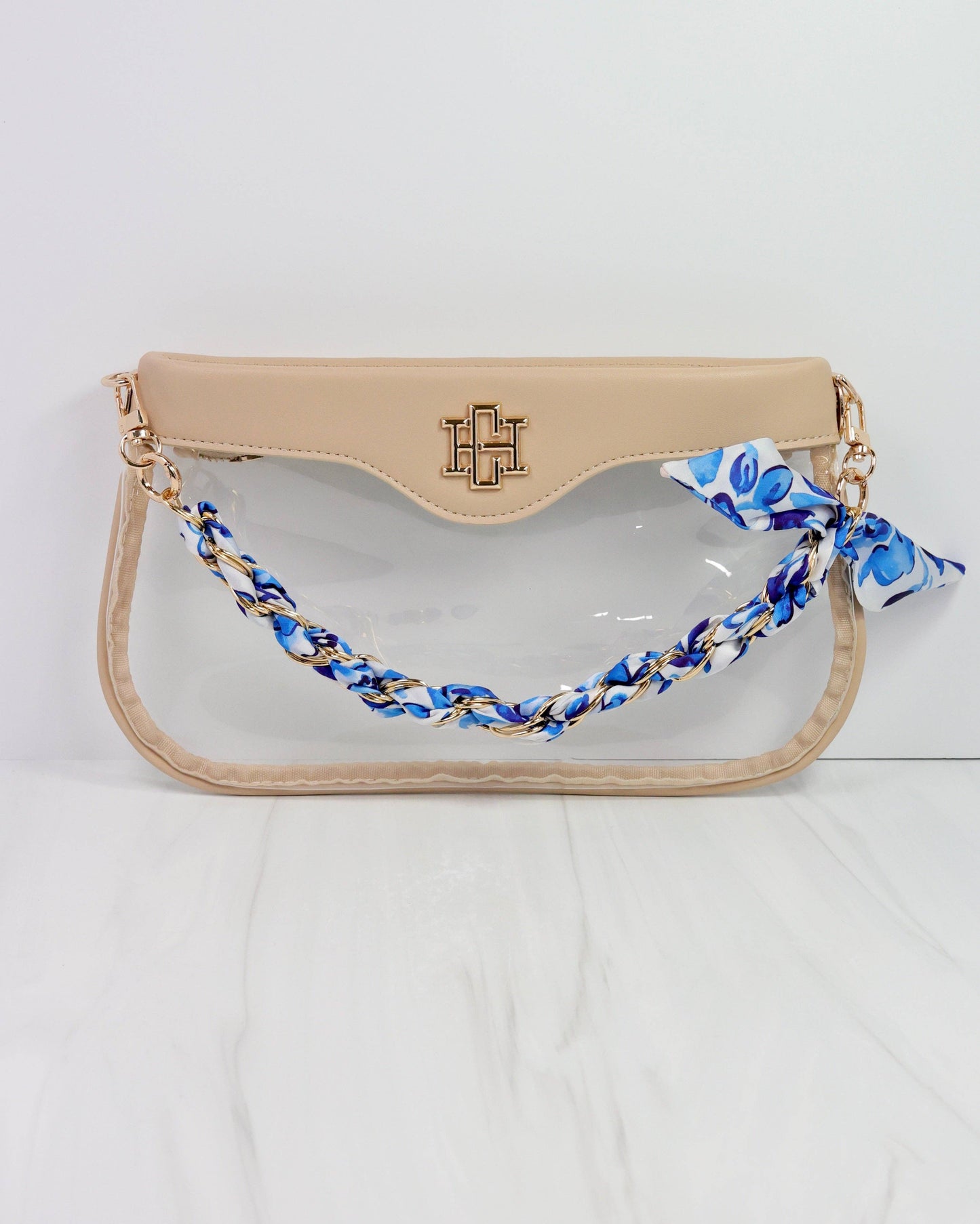 Serafina Scarf Purse Chain Blue & White Floral