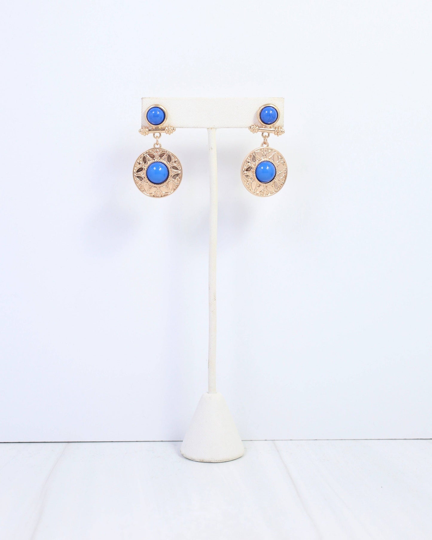 Terrace Circle Drop Earrings - Blue