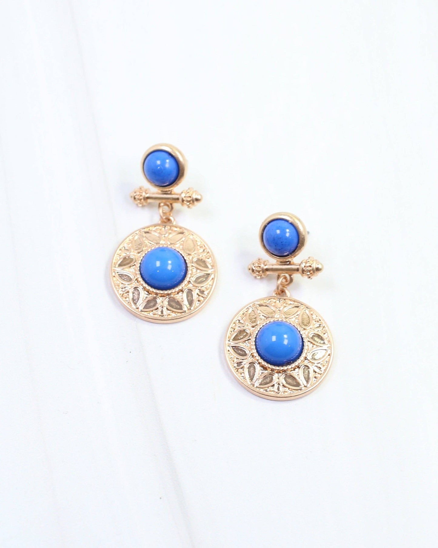 Terrace Circle Drop Earrings - Blue