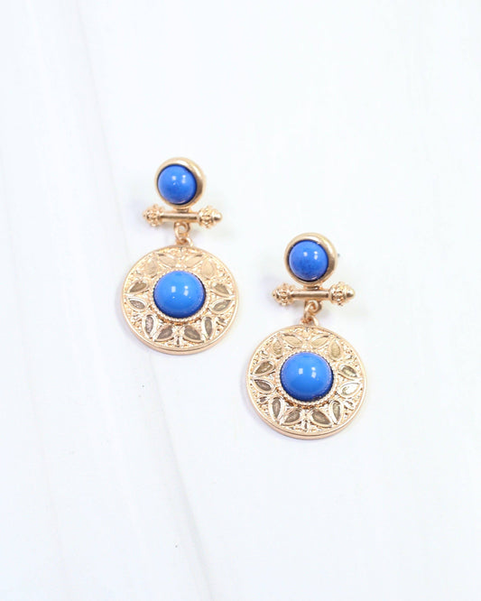 Terrace Circle Drop Earrings - Blue