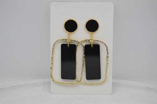 Black and gold acrylic earring, classic, Neutral, classy