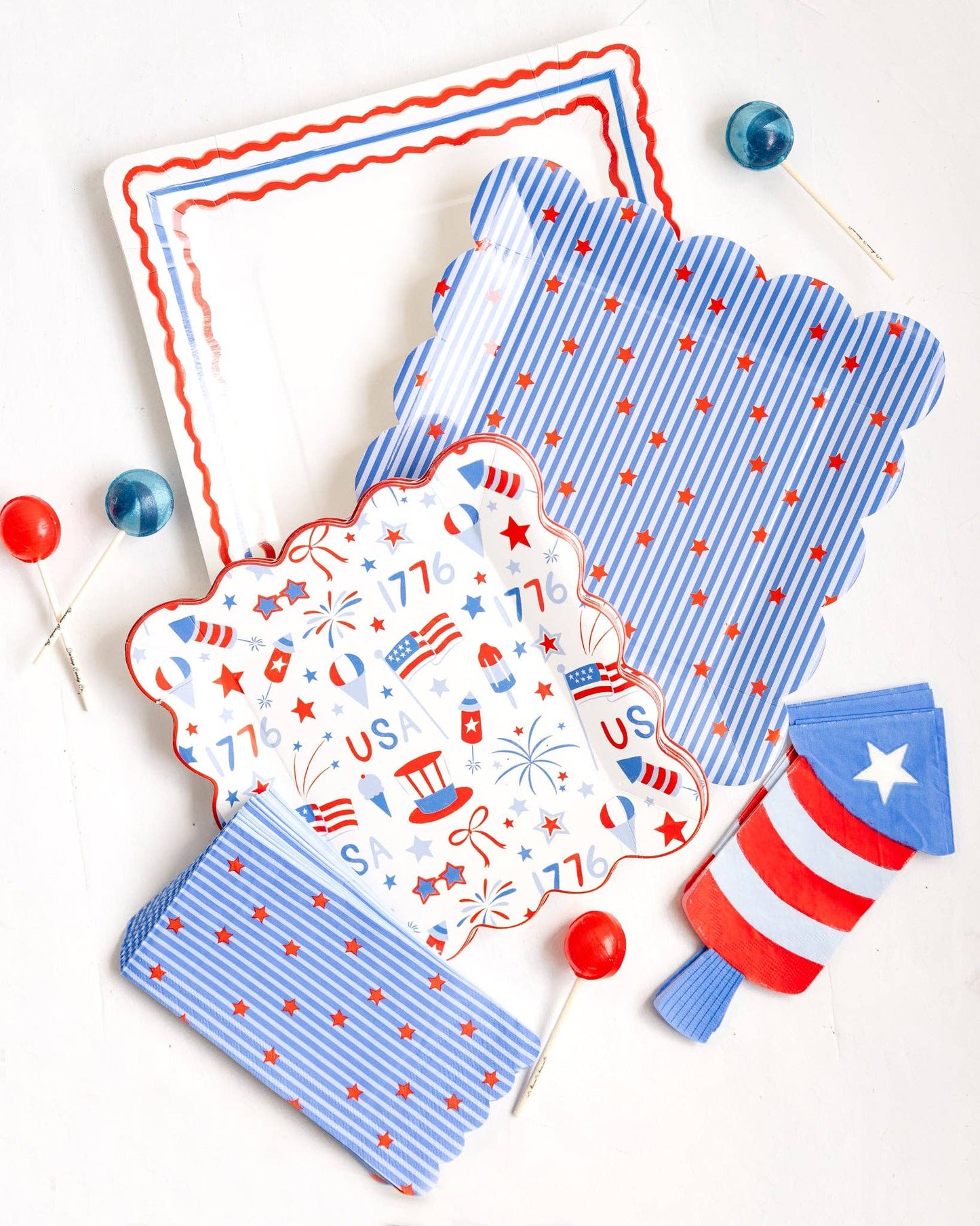 Red & Blue Border Paper Plate - 11"