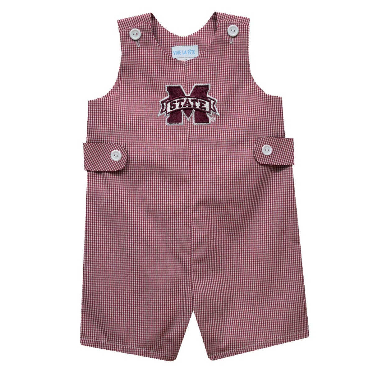 Mississippi State Bulldogs Embroidered Gingham Boys Jon Jon