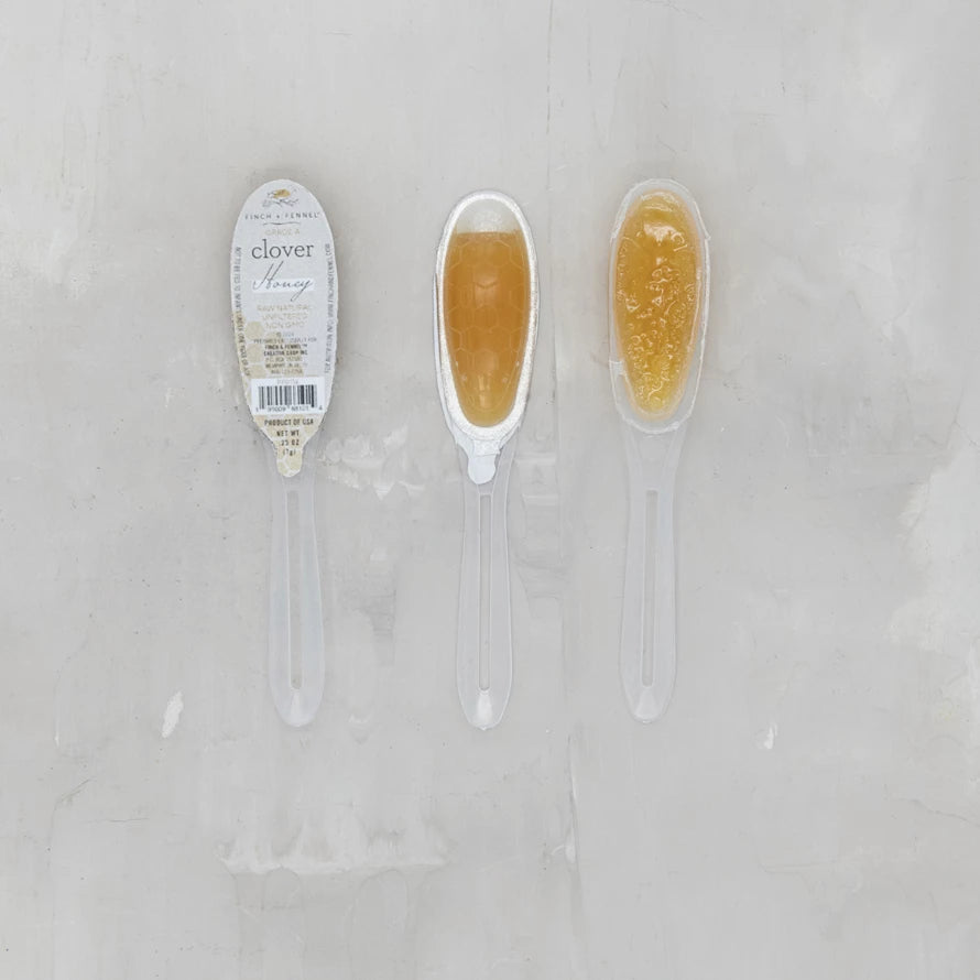 Grade A Unfiltered Clover Honey Filled Single Use Spoons .25 oz.