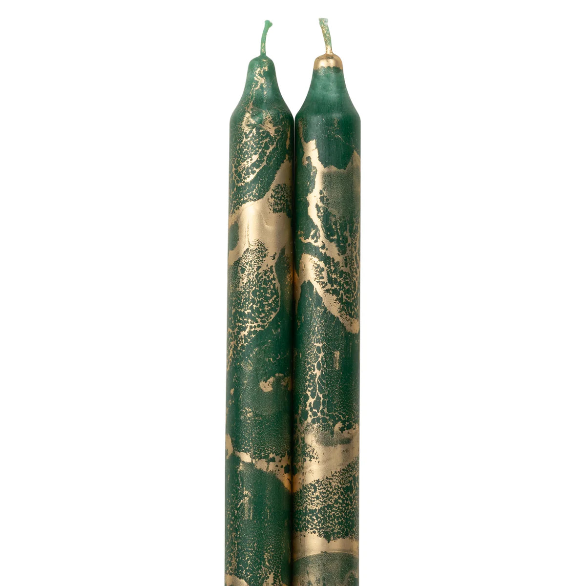 12" Hunter Green & Gold Tapers