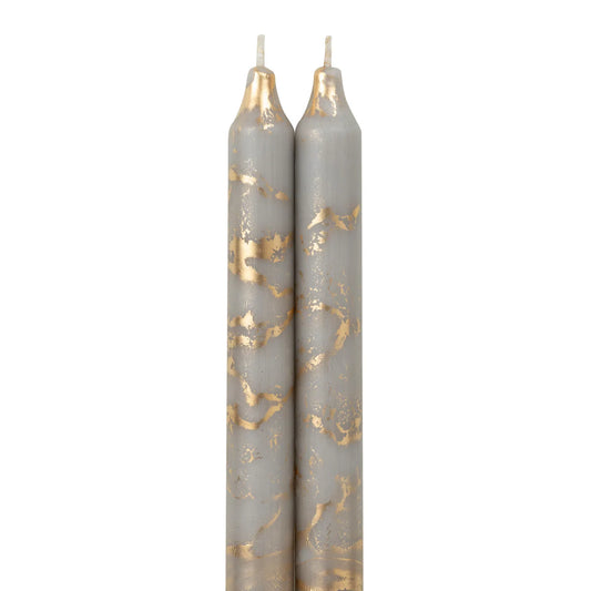 12"Taper Candles Stone & Gold