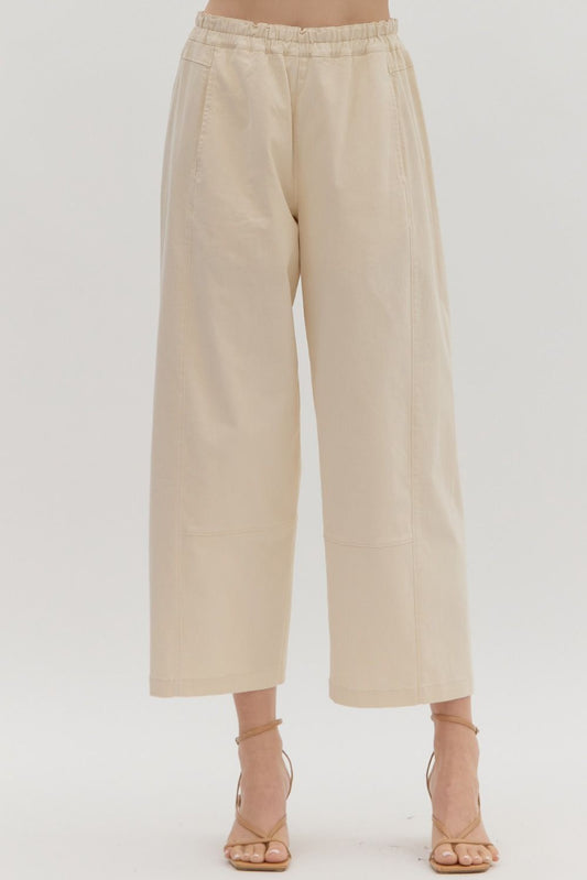 Entro Ecru Wide Leg Ankle Length Pant